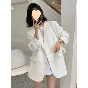Black Suit Jacket Women's Small 2024 New Spring and Autumn Korean Style Loose Casual Suit Top