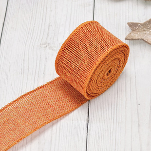 4cm wide color imitation linen with wire edge webbing shaping linen roll handmade DIY Christmas decorative ribbon raw linen
