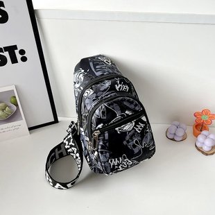 Chest Bag 2024 New Korean Fashion Children's Shoulder Crossbody Bag Trendy Casual Personalized Printed Chest Small Backpack Bag