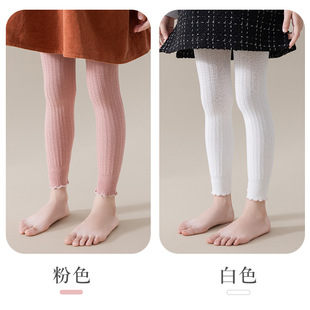 Girls' leggings spring and autumn knitted children's cropped medium thick Class A cotton pants baby girls' outer leggings