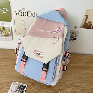 2024 New New Fashion Large Capacity Korean Version Contrast Color Backpack Harajuku Casual Backpack Factory Direct Sales