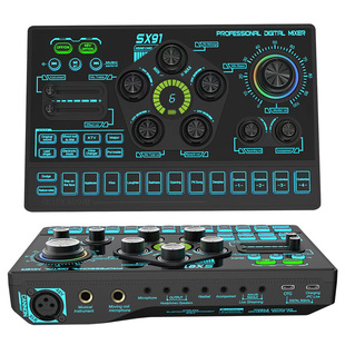 2024 New 48V Live Sound Card Microphone Cross-border SX91 Sound Card English Version with Custom Sound Effects