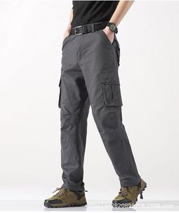 Cargo Pants Men's Cotton Fashionable Loose Casual Pants Plus Fertilizer Plus Large Labor Protection Pants Wear-resistant Multi-pocket Work Pants Men's Handsome