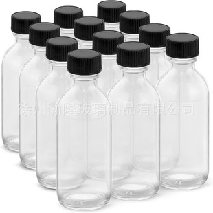 Wholesale cross-border 2oz small glass bottle with lid and funnel 60ml clear boston round bottle small size split bottle