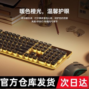 Mute keyboard mouse suit mechanical feel backlit tablet notebook computer typing girls office has Qingying