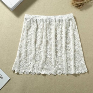 New Style Sweater Small Fart Curtain Women's Spring and Autumn Bottoming Lace Butt Covering Skirt All-match Fake Hem Hip Covering plus size Skirt