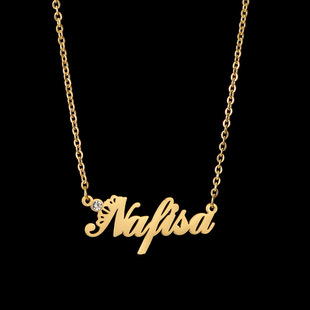 Cross-border European and American Cut Name Necklace DIY Letter Distinctive Lace Embellished Titanium Steel Neckchain Holiday Gift Jewelry