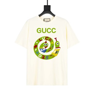 New Gu Gu Full Print Cci Magic Tape Short-Sleeve Trendy Internet Celebrity Ins Top Fashion Brand Clothing T-Shirt