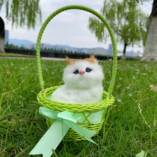 Моделирование цветочной корзины кошачьи украшения ремесла будут называться кошка живописное место детские игрушки ручной подарок оптовая корзина Сяо Мао