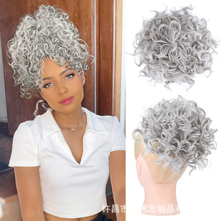 Wig Bag Messy Drawstring Hair Bag European and American Cross-border Wig Drawstring Elastic Drawstring Loose Wave Big Roll Hair Bun