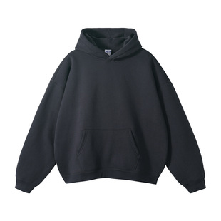 Foreign trade autumn and winter new men's and women's new loose fleece-lined fashion drop shoulder sleeve solid color hoodie sweater coat in stock batch