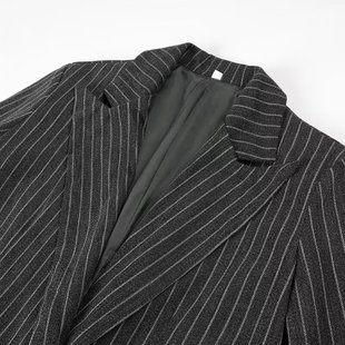 2024 foreign trade women's clothing wholesale lapel striped wool autumn and winter new temperament coat long knitted coat