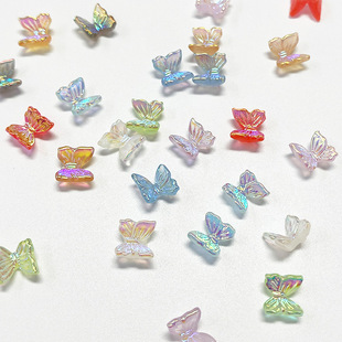 Mini butterfly nail jewelry 2023 new Mabe electroplating three-dimensional Butterfly Aurora Butterfly nail jewelry mixed batch