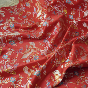 New Chinese style gold silk embossed Phoenix year clothing vest yarn-dyed fabric retro style cheongsam children's clothing brocade decorative cloth