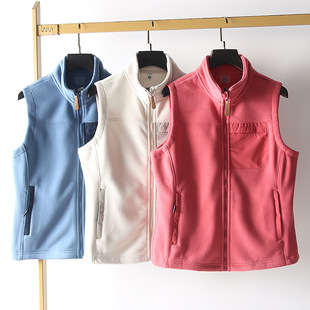 Double-sided polar fleece! Keep warm at constant temperature! Autumn and winter women's foreign trade outdoor warm waistcoat sleeveless stand collar vest fashion