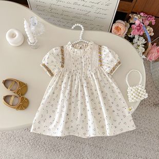 Girls dress Summer 2025 New Little Girl Floral Princess Dress Children's Skirt One Year Old Girl Baby Dress