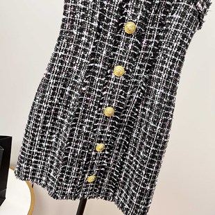 Heavy Industry Three-Dimensional Taillet Elegant Tweed Sleeveless dress Socialite Style Hair Edge Evening Dress