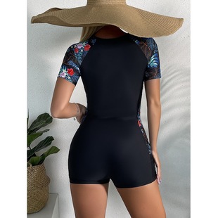 Foreign trade supply factory direct professional diving suit long sleeve slim slim training sunscreen conservative one-piece swimsuit women