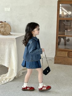 2025 Spring Girls' Coat Korean Style Children's Denim Jacket Western Style All-match Skirt