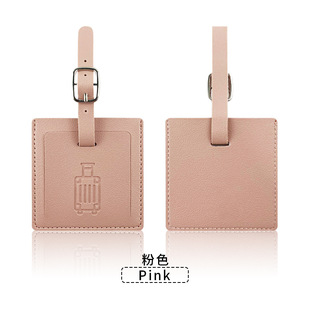in stock cross-border square luggage tag pu leather with printed signature paper boarding pass leather luggage tag