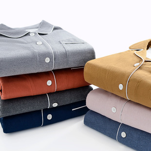 Japanese-style non-print flannel home clothing good solid color cotton lovers flannel thick autumn and winter pajamas home new product