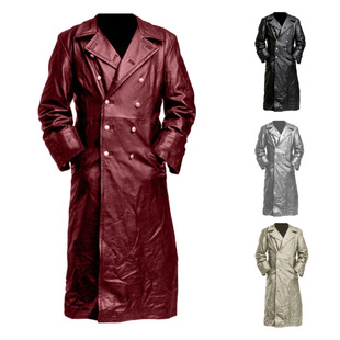 New 6 Colors Spring and Autumn Vintage Leather Men's Medieval Long Leather Coat Coat f03-p90