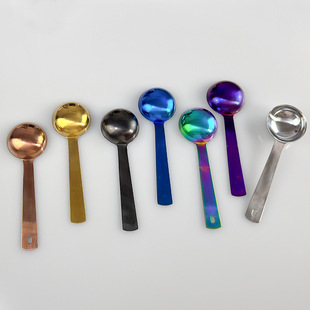 304 stainless steel large 20ml measuring spoon with handle titanium-plated gold medicine powder spoon coffee powder spoon baking tool