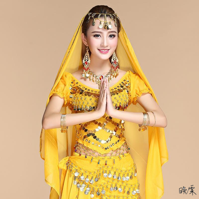Indian Heavy-Duty Saree Shawl Dance Accessories Dance Veil Indian Dance Belly Dance Scarf Gold-Edged Performance Influencer