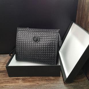 Handmade Soft Leather Vintage Woven Tiger Head Small Square Bag Casual Trendy Men's Black 2022 Clutch Bag Clutch Bag for Women and Men