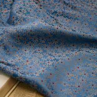 dark blue Daisy Brocade Antique Sachet Cheongsam Jacquard Fabric Vintage Curtain Fabric Fashion Yarn-dyed Fabric