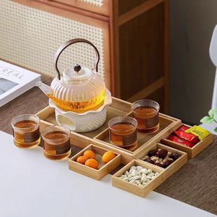 Heat Resistant Glass Teapot Candle Table Warm Tea Teapot for Tea Brewing Home Afternoon Tea Boiling Tea Stove Flower Tea Pot Tea suit