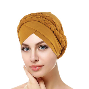 AliExpress Новая Европейская и американская весенняя и осенняя мусульманская Кепка Баотоу Монохромная плетеная лента из молочного шелка Кепка в наличии