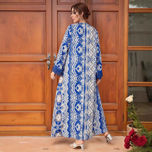 M320# Cross-border Middle East Arab Robe Muslim dress Lace Splicing Hug Empty Loose plus size Dress