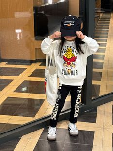 2024 new black super tide brand Japanese side large logo letter printing leggings nipple children's pants in stock