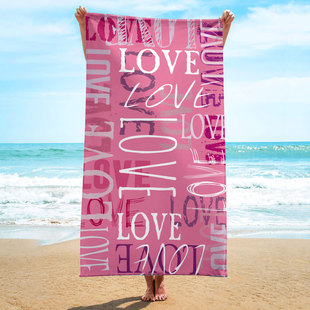 Cross-border supply microfiber soft square beach towel towel towel fashion simple letter LOVE series square towel