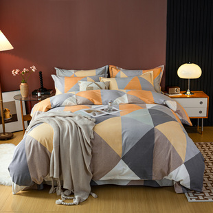 Autumn and winter thickened cotton sanding four-piece quilt cover bed sheet student single three-piece Gift Kit wholesale