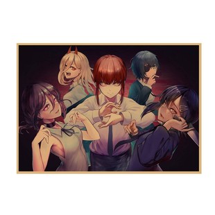 Бензопила Человек Chainsaw Man Плакат Цепная пила дьявол Вьеномото дерево ретро крафт бумага декоративная настенная роспись 674
