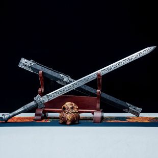 Longquan City Sword High Manganese Steel Integrated Spring and Autumn Han Sword Self-Defense Cold Weapon Film and Television Two-Handed Sword Collection Unedged