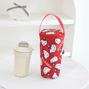 New portable thermal insulation milk tea cup bag cartoon kulomi cold insulation water cup set parcha dog milk tea kettle bag