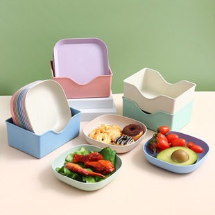Japanese-style creative bone dish light luxury bone plate household small dish plastic square plate snack plate fruit plate dinner plate