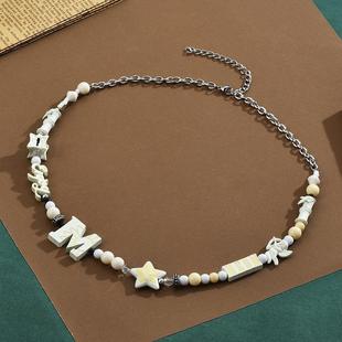 Harajuku personality Angel lucky star clavicle chain national fashion hip hop cross-border Amazon hot necklace factory direct sales