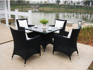 Outdoor Leisure Furniture Garden Rattan Art Courtyard Balcony Villa Club Imitation Rattan Chair Cafe Dining Table Outdoor Table and Chair