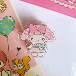 Little Red Riding Book Same Style Melody Clip Stationery Test Paper Finishing Clip Cute Sanrio Double-Sided Clip Acrylic PP Clip