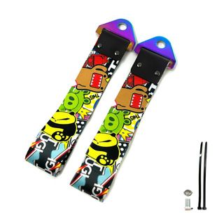 Car modification JDM culture digital printing colorful metal buckle trailer belt insurance decoration traction rope ribbon