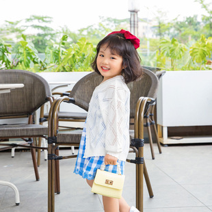 Girls' ice silk cardigan hollow-out summer new air conditioning shirt children's sun protection clothing thin children's baby sweater