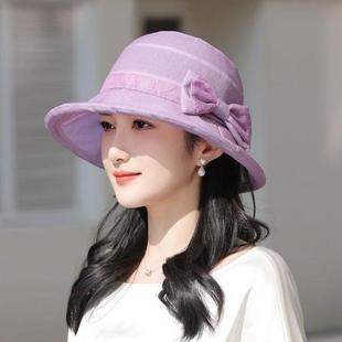 Fashion Fisherman Hat Women's Summer Sun Basin Hat Middle-aged and Elderly Imitation Mulberry Silk Beach Sunshade Hat Fashion