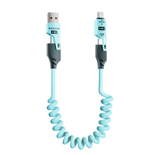 65W Car Spring Data Cable Two-To-Two Super Fast Charging Retractable Cable Suitable for Apple and Huawei Mobile Phone Charging Cable