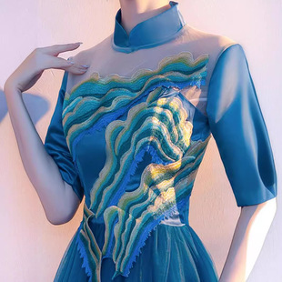 Cantata performance costume Chinese style thousands of miles of rivers and mountains graduation dress dress temperament host evening dress vocal music command uniform