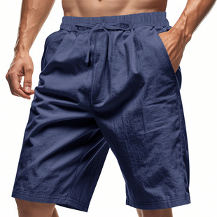 Cross-border 2025 American Summer Men's Shorts Amazon Linen Thin Beach Casual Loose Shorts for Men