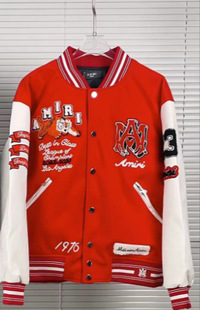 European and American AM Embroidered Letter Three-Dimensional Crack Bone Bomber Jacket Men's and Women's Baseball Clothes Cotton Coat Casual Jacket